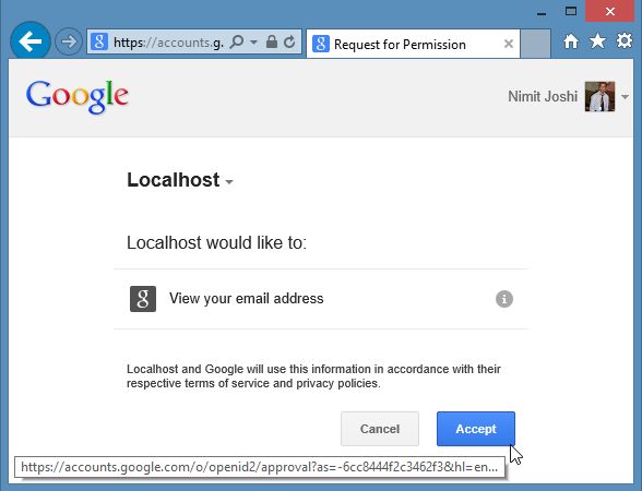 Localhost Authorization in WebMatrix